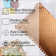 Both Side with PomPom Quilted Velvet Rectangular Cushion Cover (Set of 2), Brown